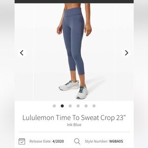 Lululemon Time to Sweat Crop “23